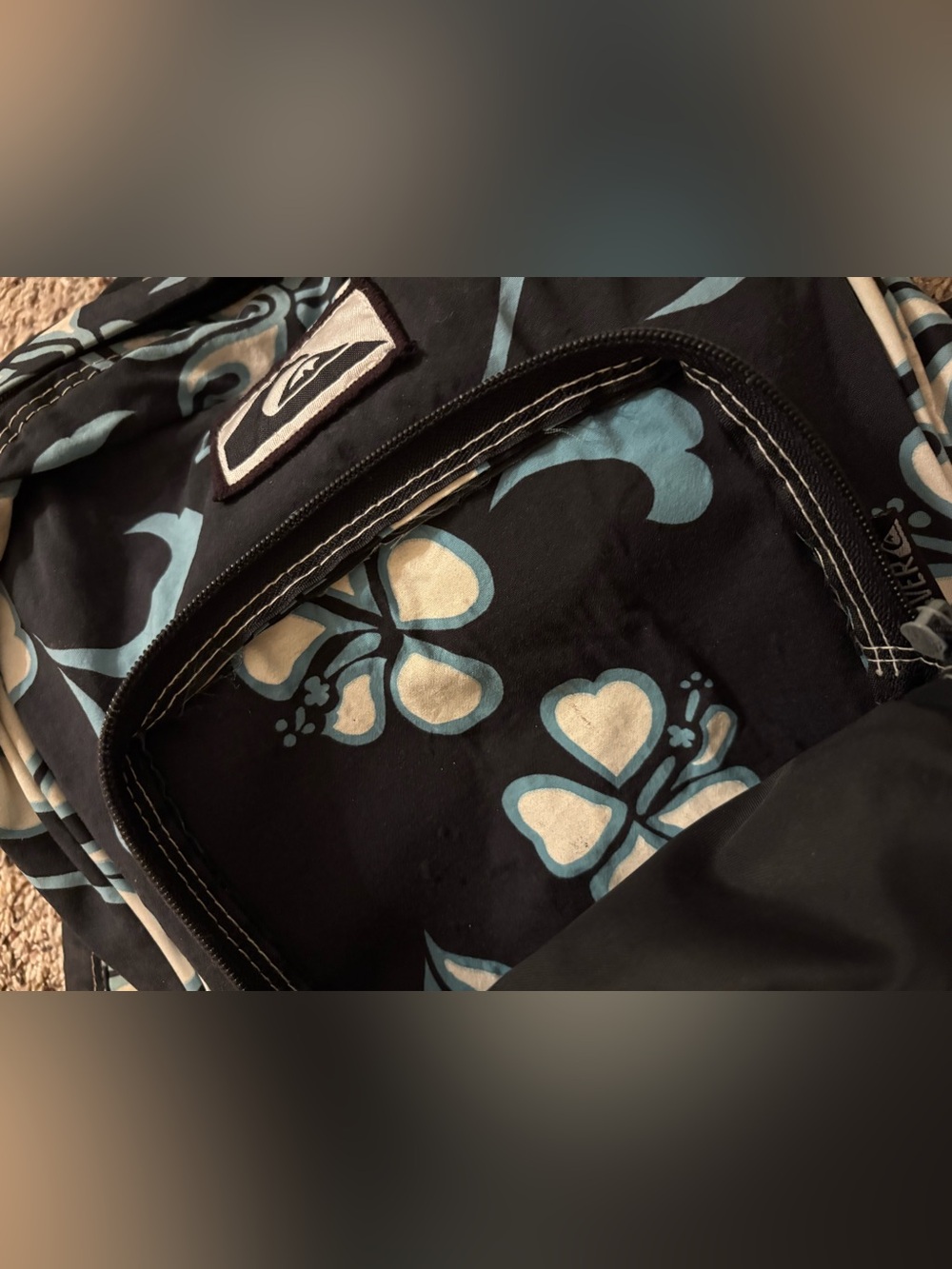 Vintage Quiksilver Floral Mini Backpack Y2K Hawaiian Surf Bag Fair Condition - Picture 9 of 14